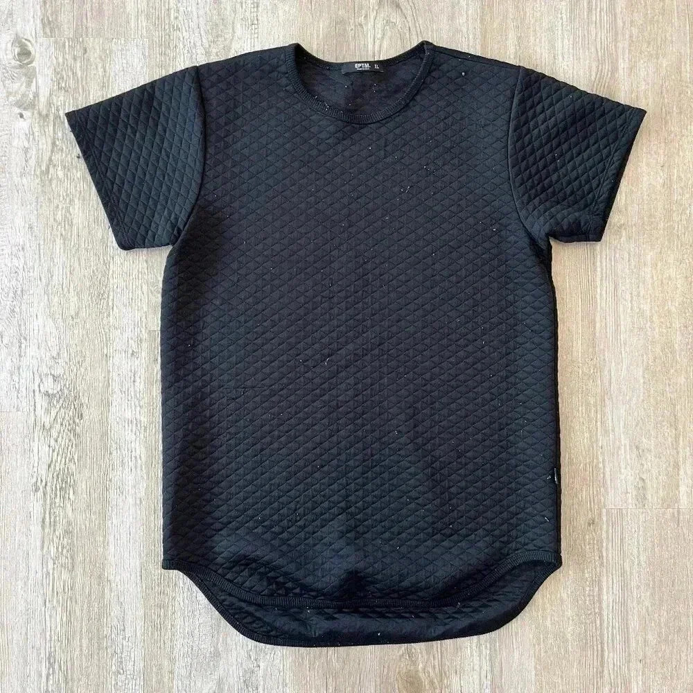 Men's Black Quilted Short Sleeve Crew Tee by (unknown)